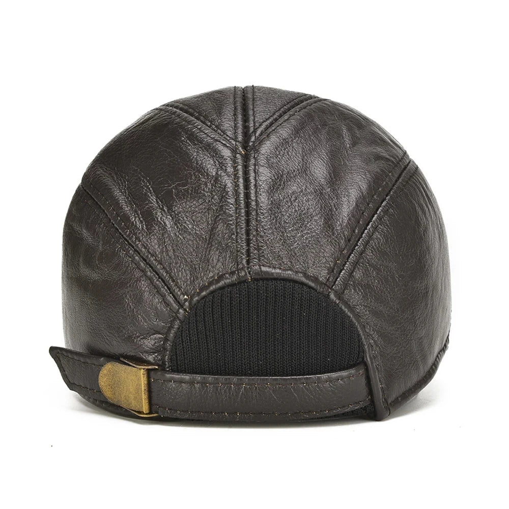Caruso Genuine Leather Vintage Adjustable Cap