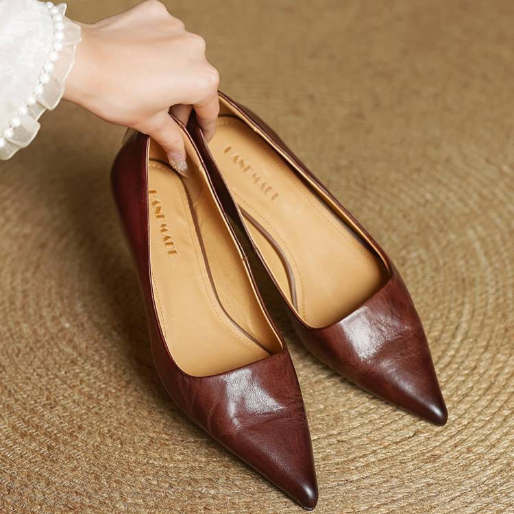 Women's Pointed-Toe Leather Pumps – Formal Heels