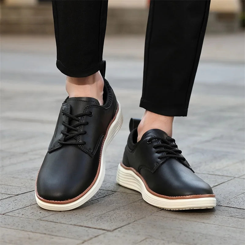 Men's Genuine Leather Lace-Up Orthopedic Shoes