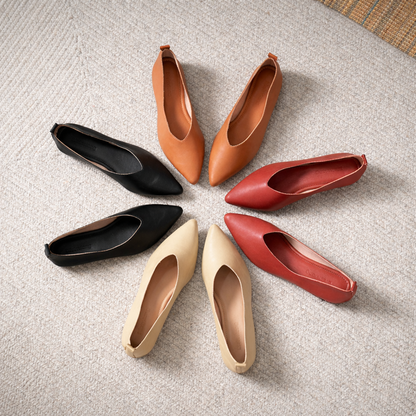 Women's Italian Leather Block Heel Orthopedic Pumps