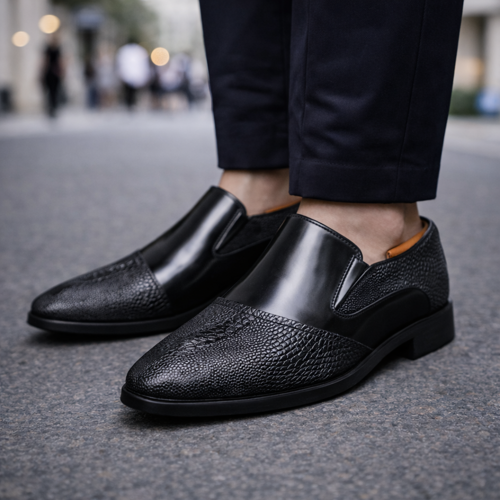 Men's Genuine Leather Slip-On Sneakers