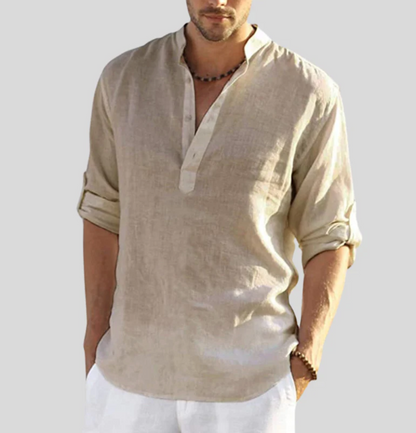 Men's Long Sleeve Button Placket Casual Shirt