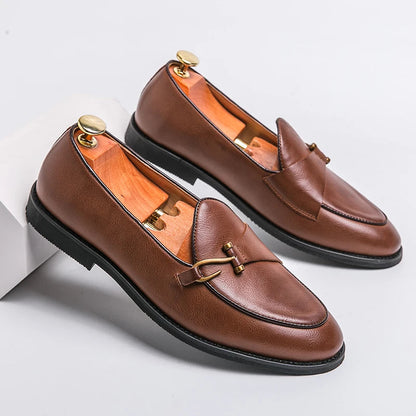 Men's Genuine Leather Buckle Loafers