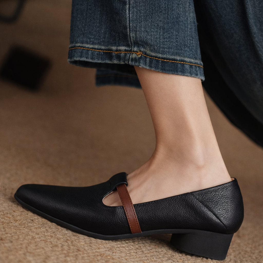 Celestina Leather Gold Accent Flats