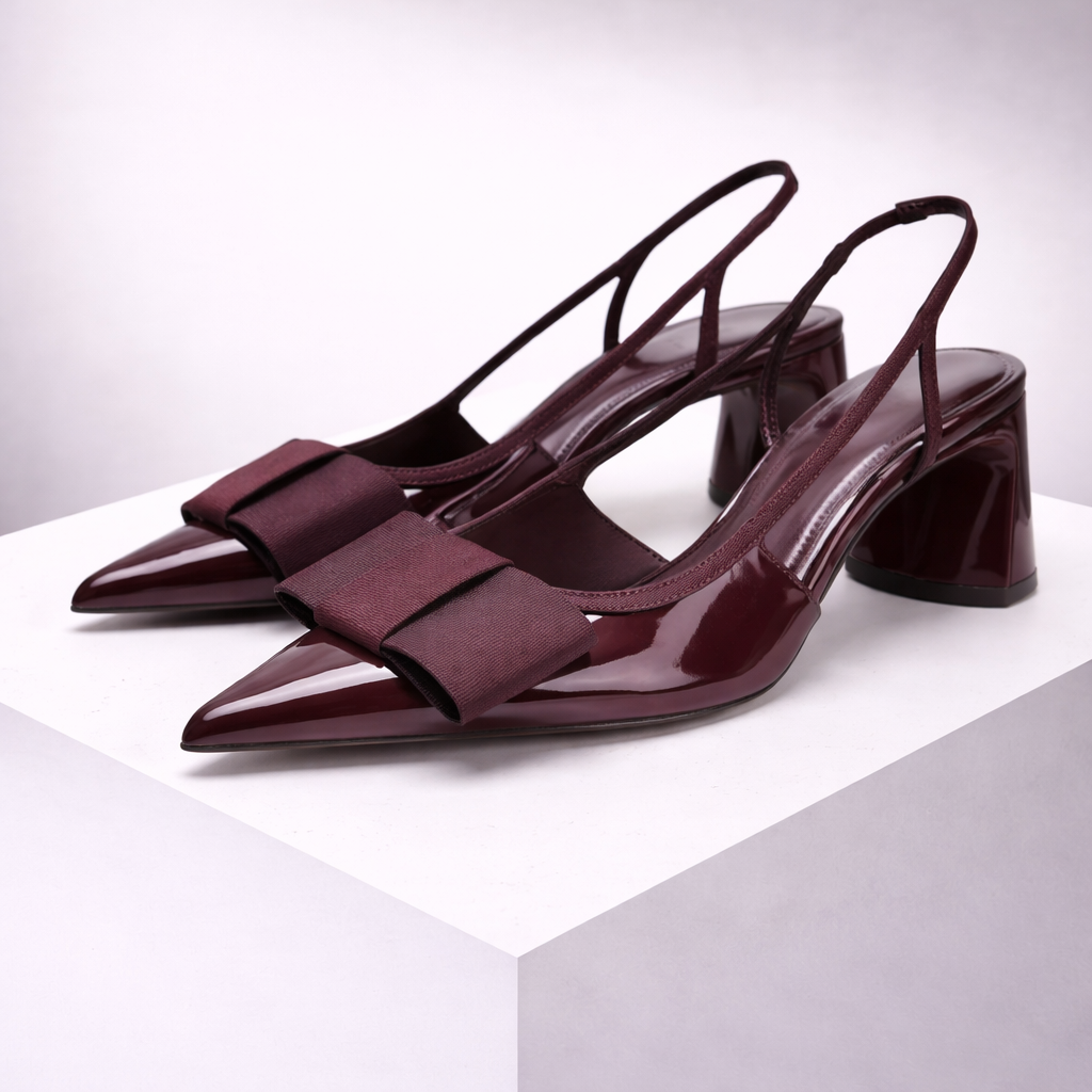Women's Pointed-Toe Leather Slingback Heels