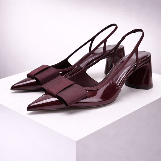 Women's Pointed-Toe Leather Slingback Heels