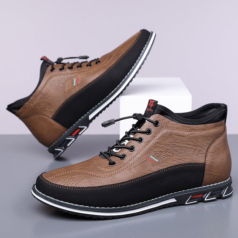 Men's Genuine Leather Orthopedic Mid-Top Sneakers