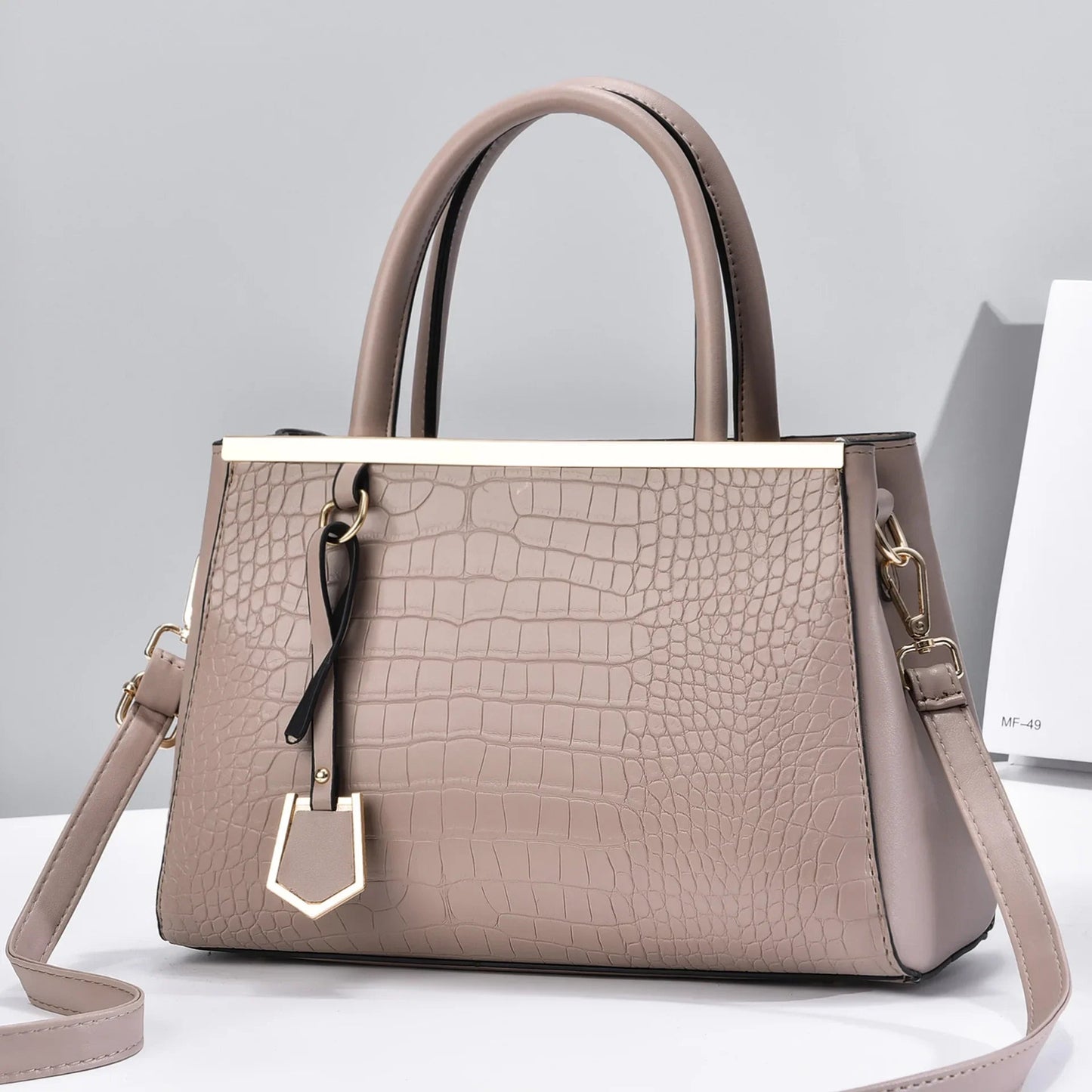 Women's Croc-Embossed Leather Structured Handbag