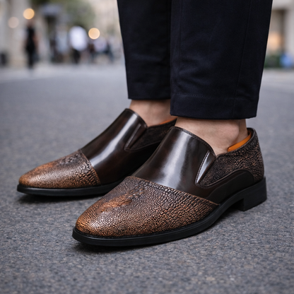 Men's Genuine Leather Slip-On Sneakers