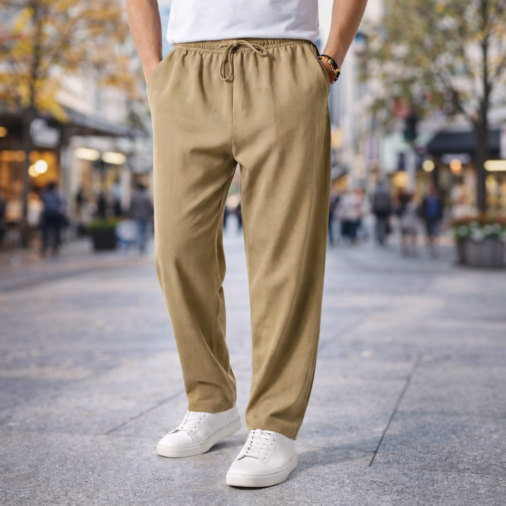Men's Cotton Drawstring Pants with Pockets