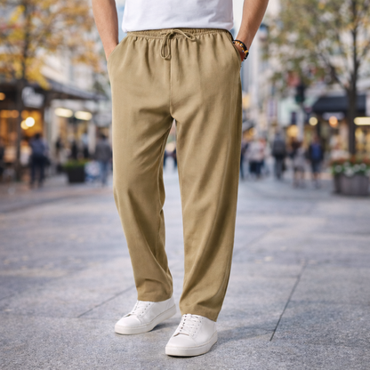 Men's Cotton Drawstring Pants with Pockets