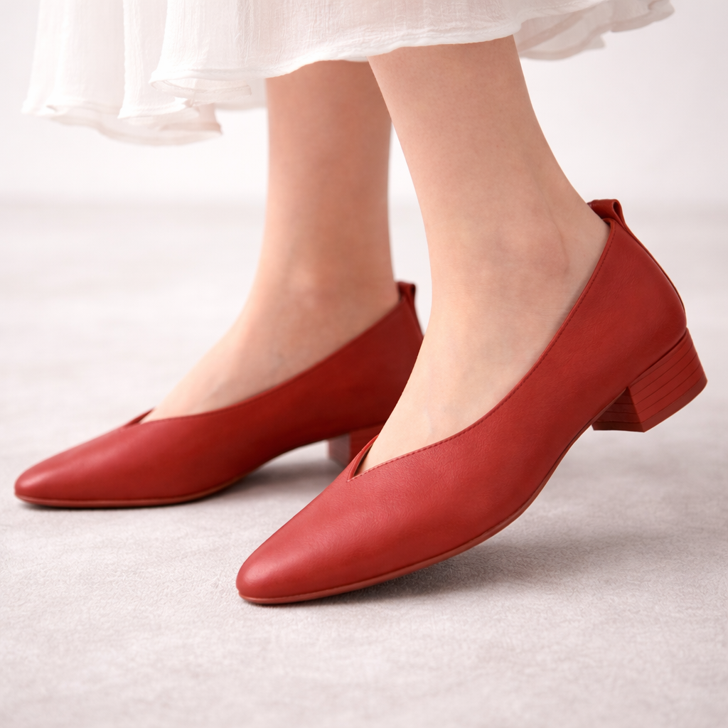 Women's Italian Leather Block Heel Orthopedic Pumps
