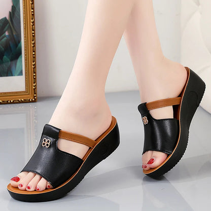 Women's Genuine Leather Open-Toe Sandals