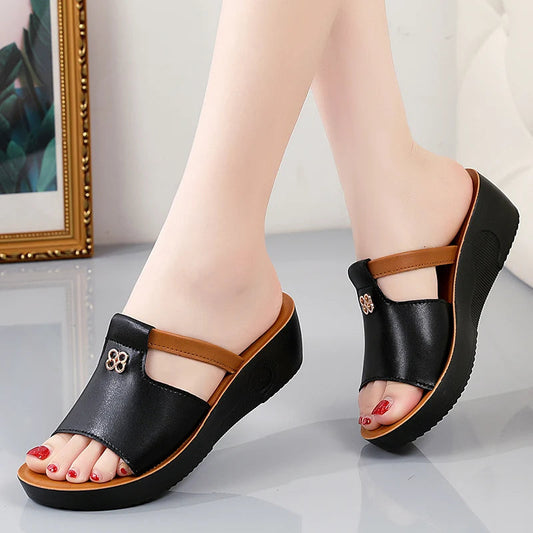 Women's Genuine Leather Open-Toe Sandals