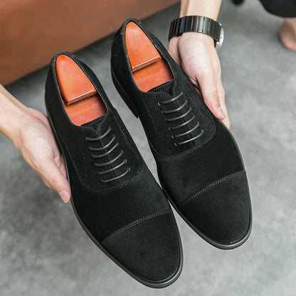 Men's Genuine Leather Lace-Up Oxford Shoes
