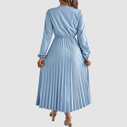 Lace V-Neck A-Line Midi Dress – Women's Fall Dress