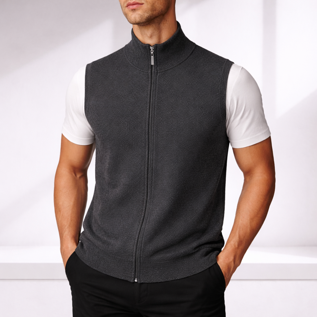 Men's Merino Wool Zip-Up Vest