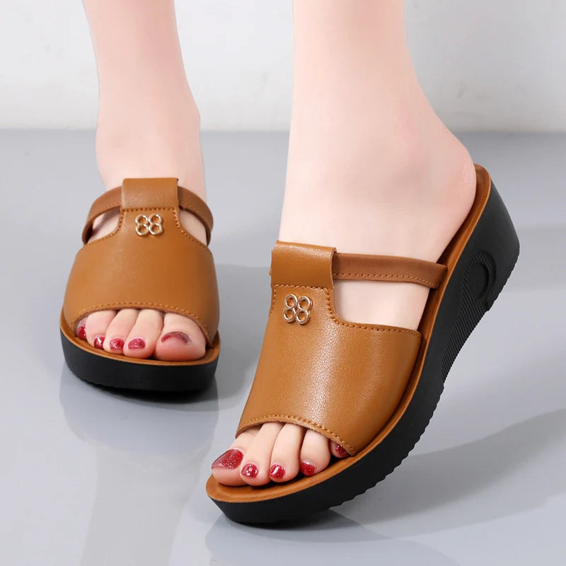 Women's Genuine Leather Open-Toe Sandals