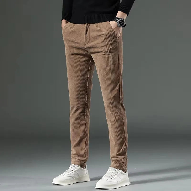 Carello Slim Fit Corduroy Chino Pants